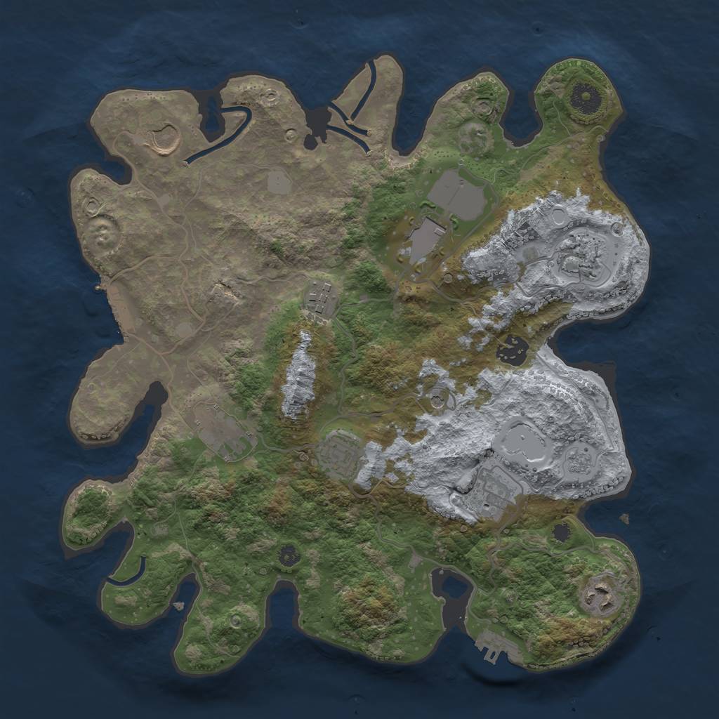 Rust Map: Procedural Map, Size: 3500, Seed: 841641948, 18 Monuments