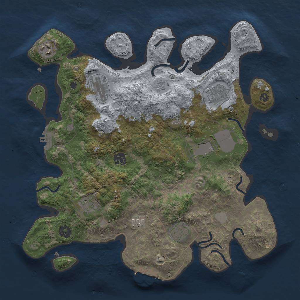 Rust Map: Procedural Map, Size: 3500, Seed: 1353582393, 17 Monuments