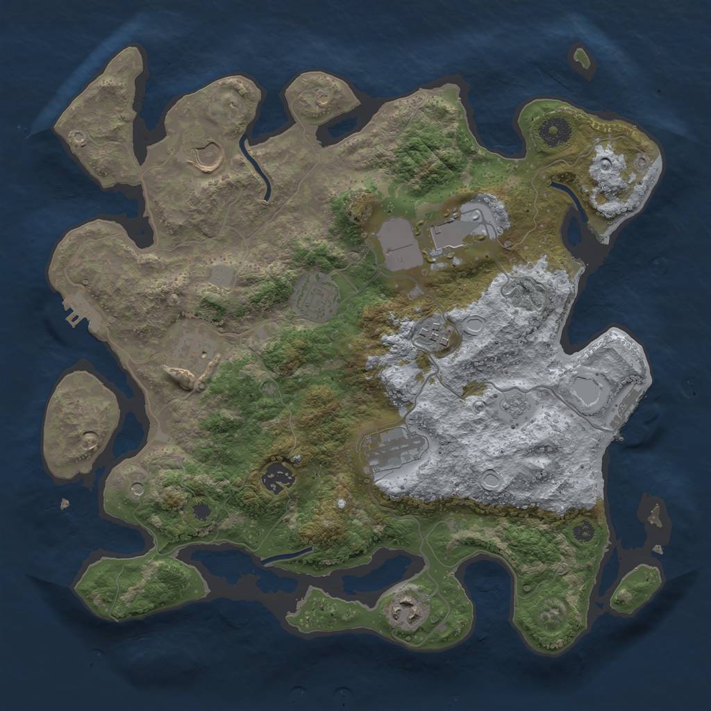 Rust Map: Procedural Map, Size: 3500, Seed: 123123444, 17 Monuments