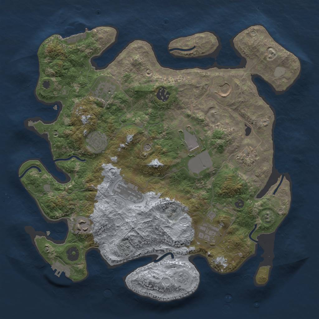Rust Map: Procedural Map, Size: 3500, Seed: 368097662, 19 Monuments