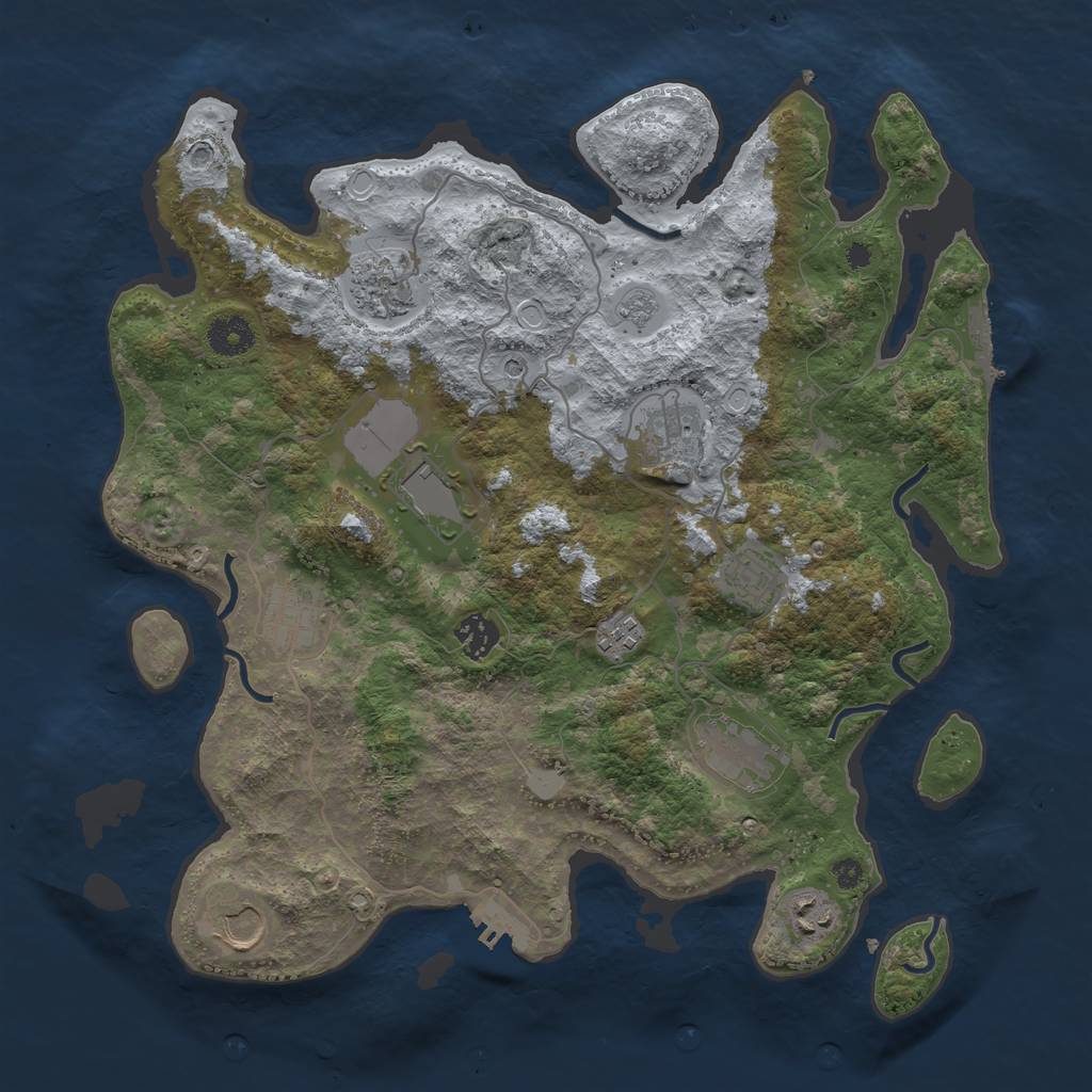 Rust Map: Procedural Map, Size: 3750, Seed: 1396042667, 19 Monuments