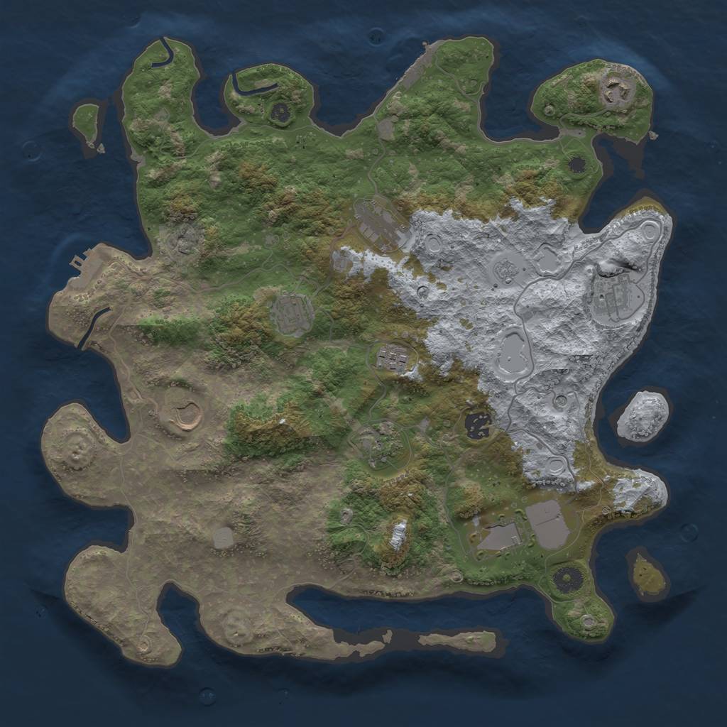 Rust Map: Procedural Map, Size: 3900, Seed: 65205, 18 Monuments