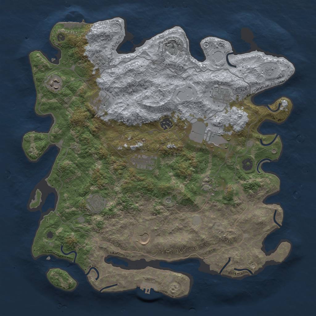 Rust Map: Procedural Map, Size: 4000, Seed: 464947402, 19 Monuments