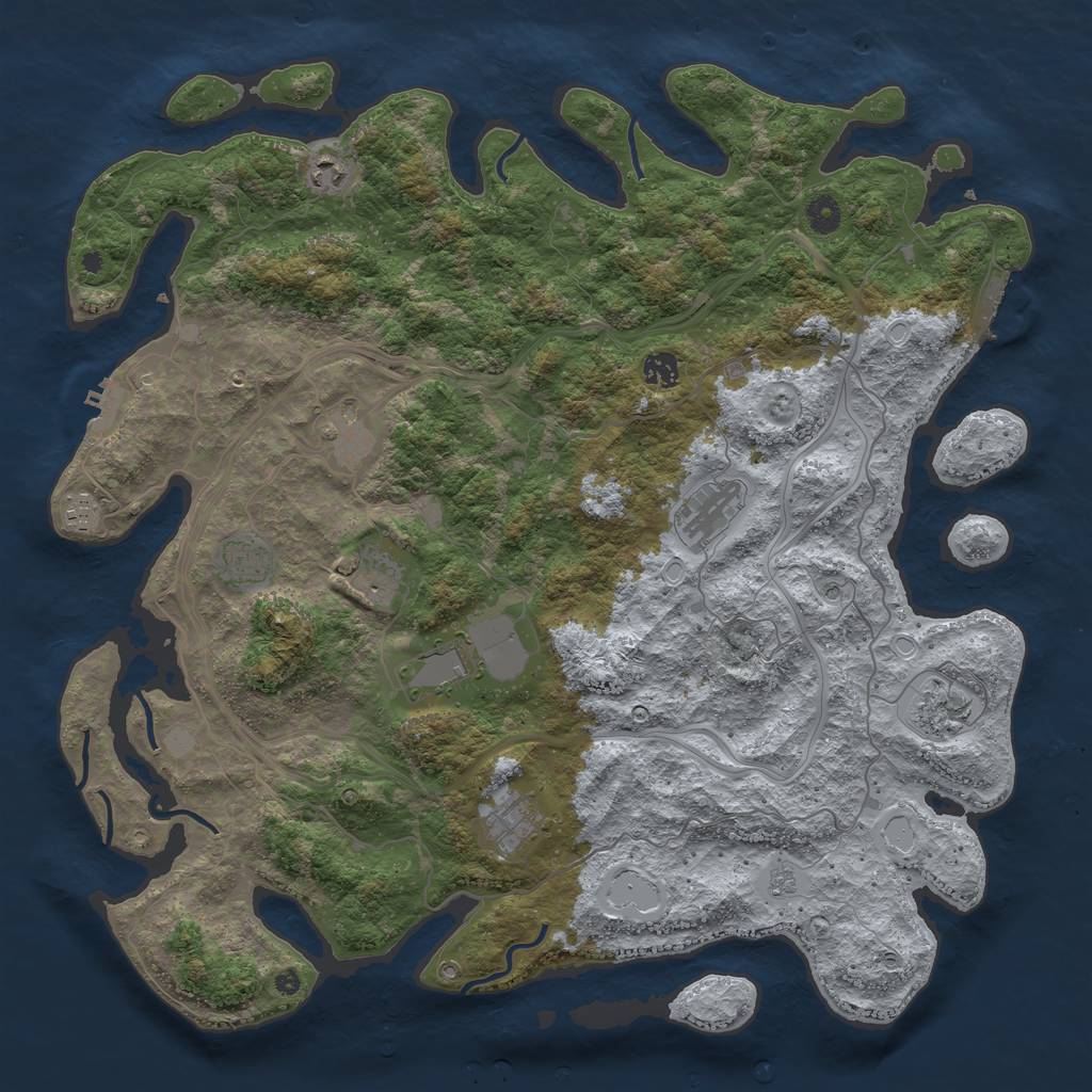 Rust Map: Procedural Map, Size: 4500, Seed: 267748202, 19 Monuments