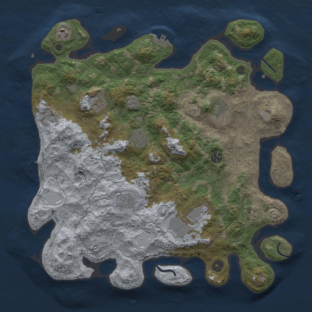 Rust Map: Procedural Map, Size: 4000, Seed: 59712077, 18 Monuments