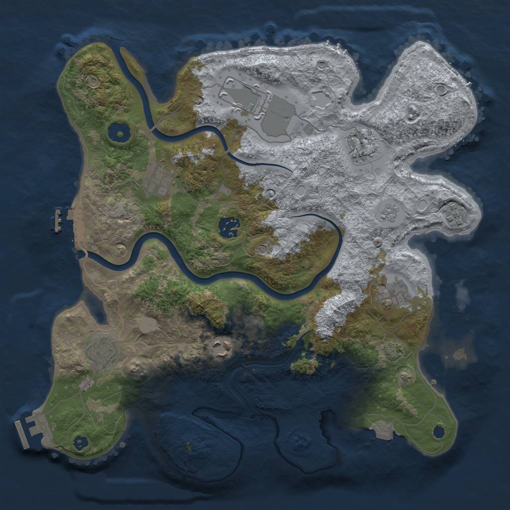 Rust Map: Procedural Map, Size: 3500, Seed: 949075554, 14 Monuments