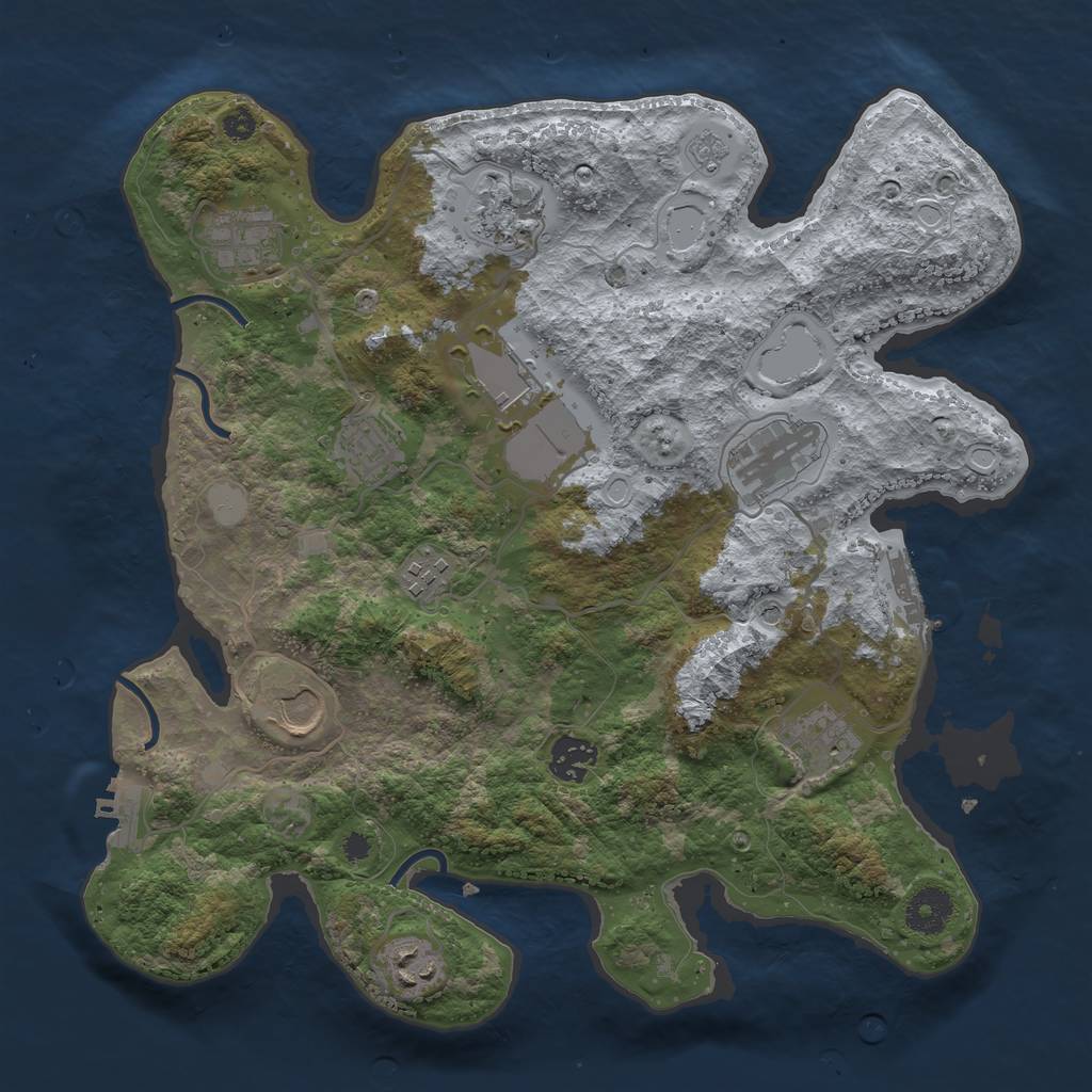 Rust Map: Procedural Map, Size: 3500, Seed: 949075554, 19 Monuments