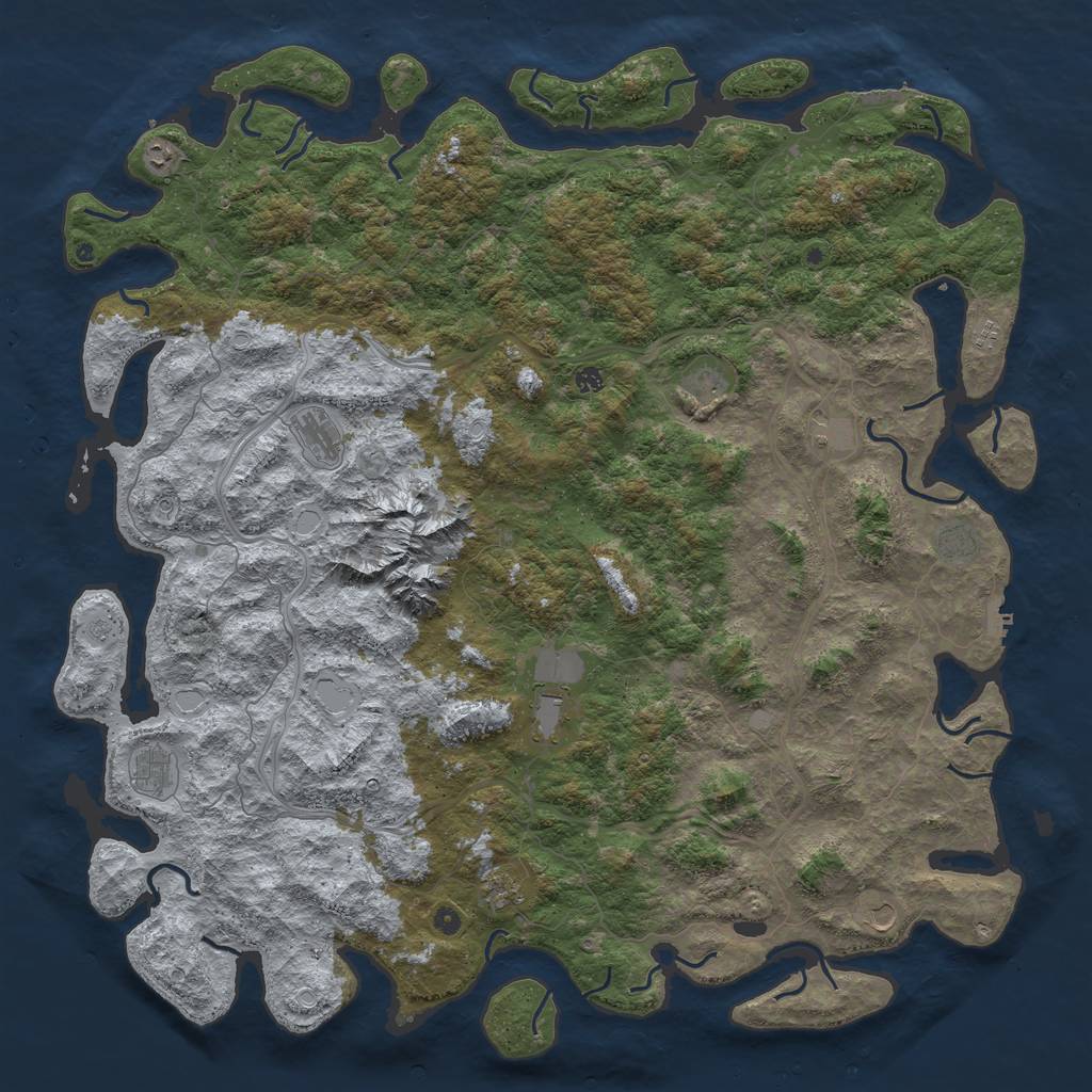 Rust Map: Procedural Map, Size: 6000, Seed: 115167295, 20 Monuments