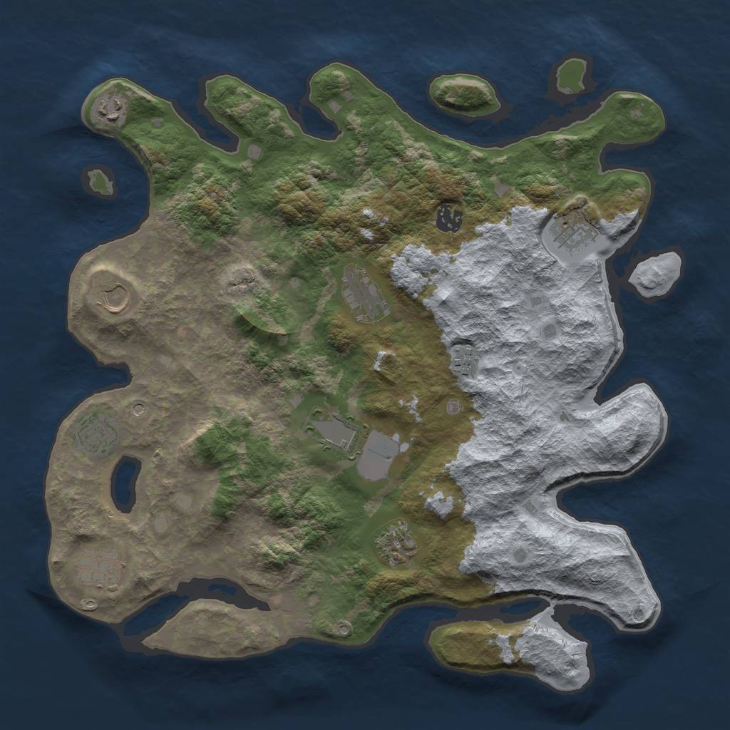 Rust Map: Barren, Size: 4000, Seed: 433629941, 13 Monuments