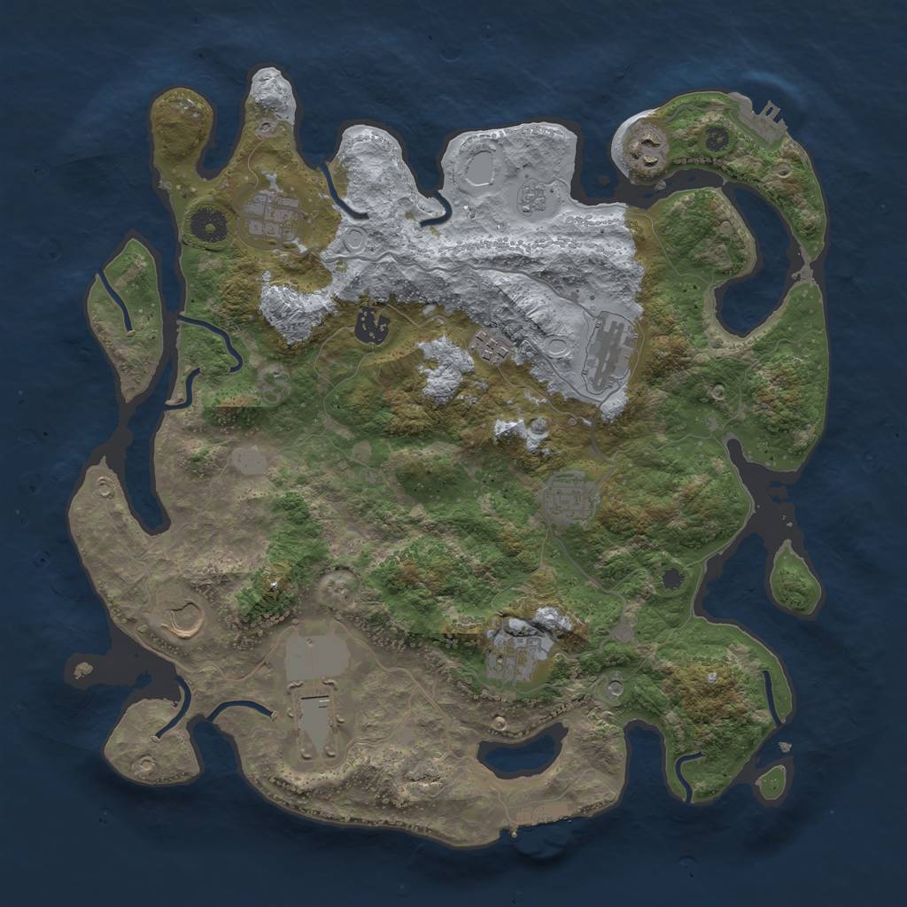 Rust Map: Procedural Map, Size: 3800, Seed: 322614824, 18 Monuments
