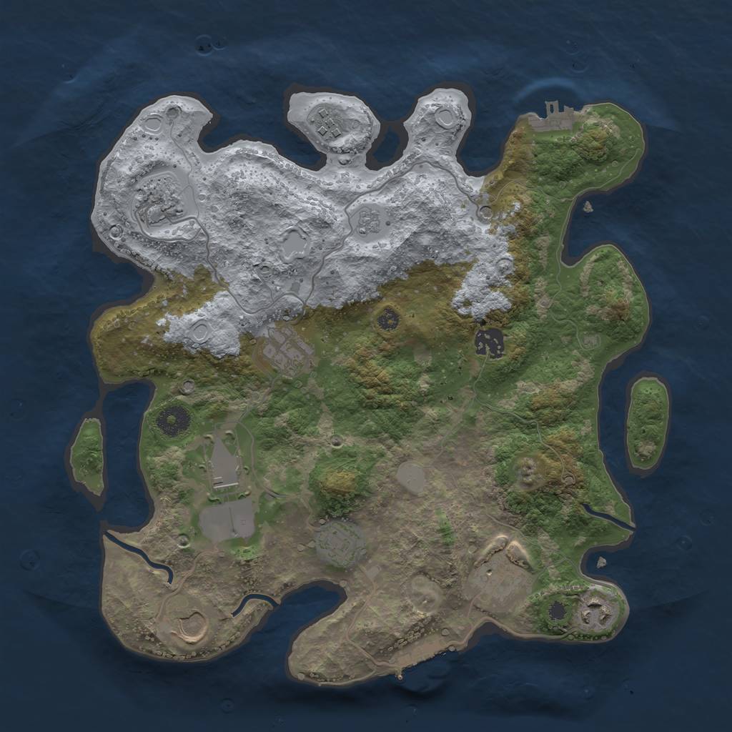 Rust Map: Procedural Map, Size: 3500, Seed: 489002192, 18 Monuments