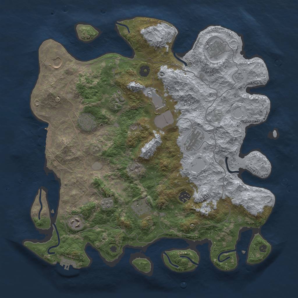Rust Map: Procedural Map, Size: 4000, Seed: 43804008, 19 Monuments