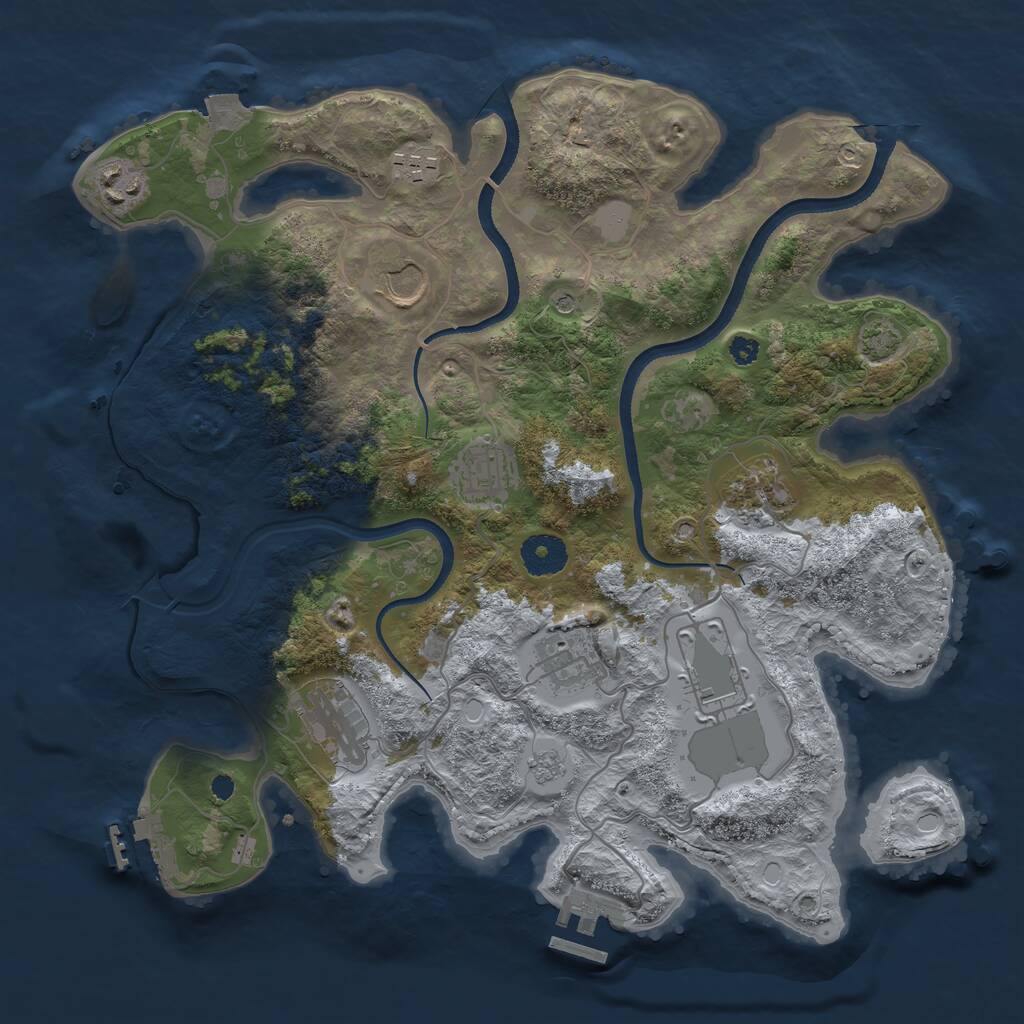 Rust Map: Procedural Map, Size: 3500, Seed: 1759847506, 14 Monuments