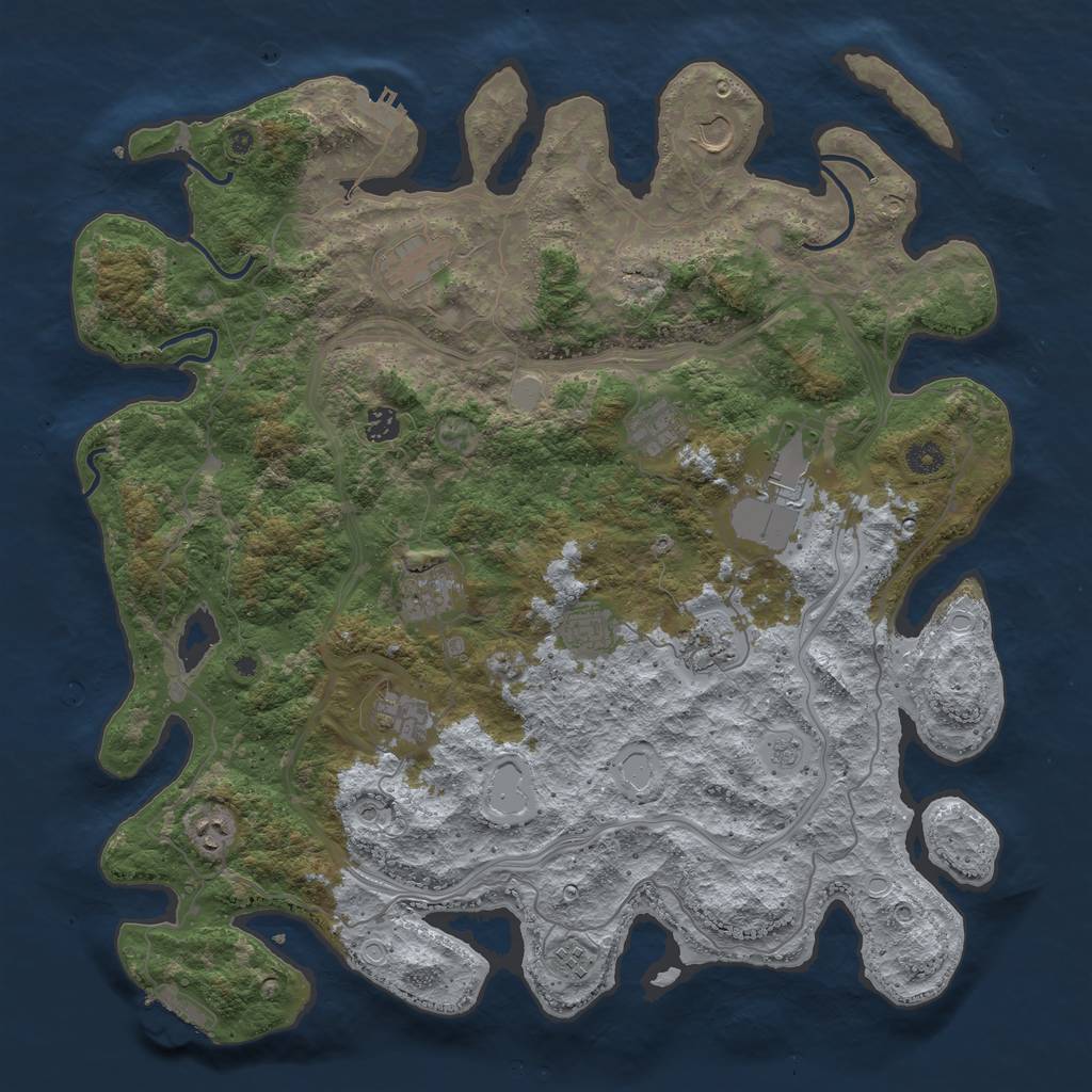Rust Map: Procedural Map, Size: 4500, Seed: 334271924, 20 Monuments