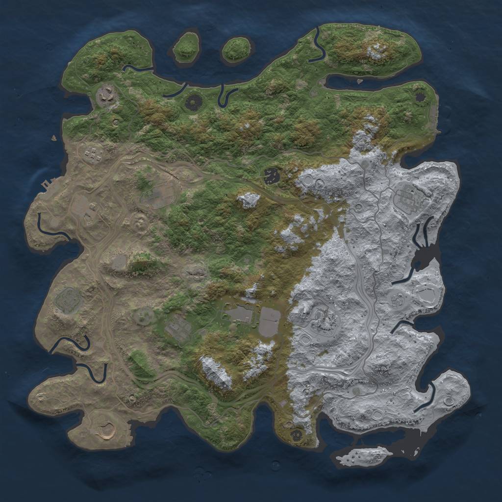Rust Map: Procedural Map, Size: 4500, Seed: 1907952799, 20 Monuments