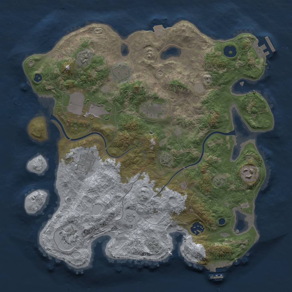 Rust Map: Procedural Map, Size: 3500, Seed: 64535612, 14 Monuments