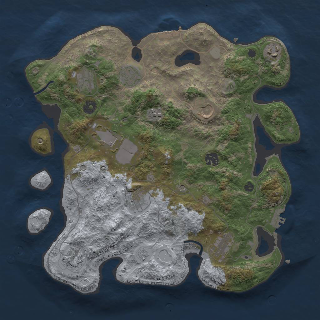 Rust Map: Procedural Map, Size: 3500, Seed: 64535612, 19 Monuments