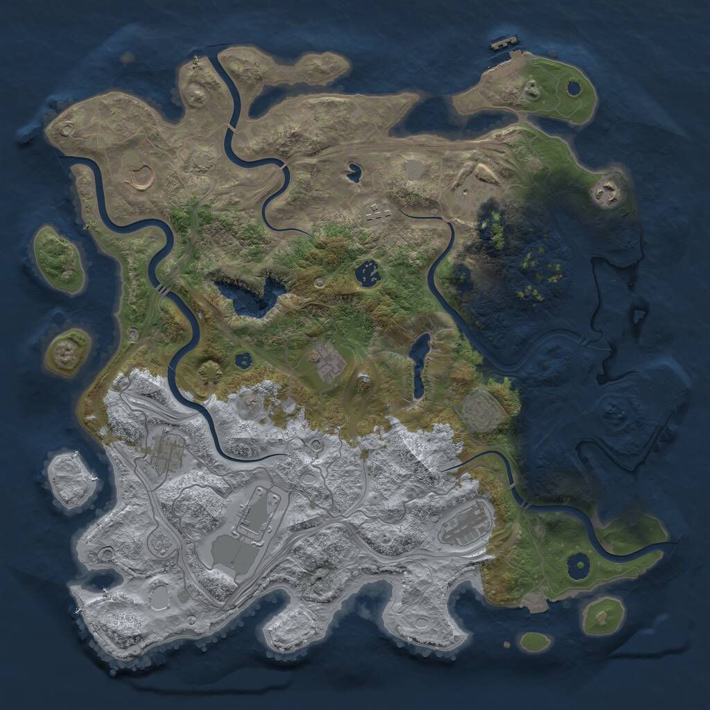 Rust Map: Procedural Map, Size: 4250, Seed: 1222559086, 16 Monuments