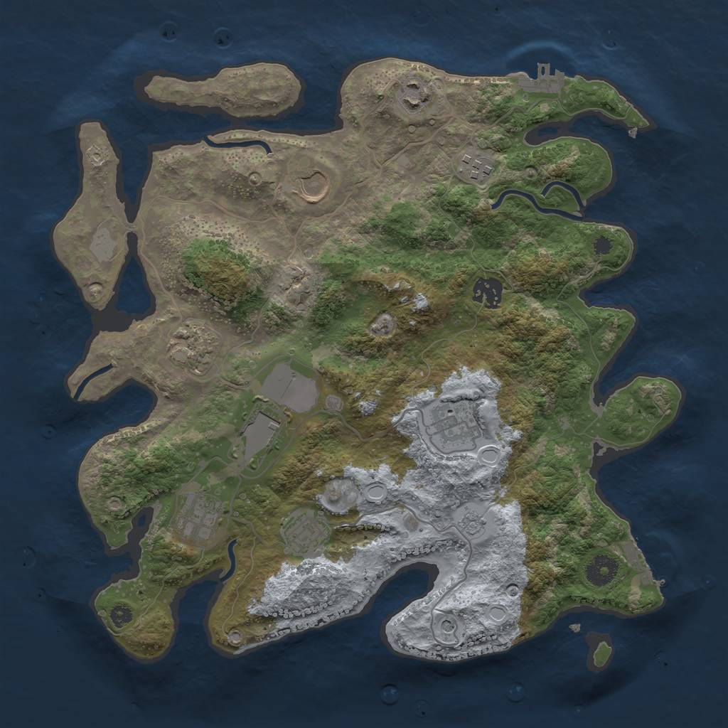 Rust Map: Procedural Map, Size: 3500, Seed: 814576476, 18 Monuments