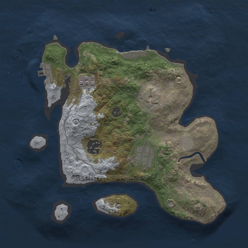 Rust Map: Procedural Map, Size: 2500, Seed: 1321014570, 10 Monuments