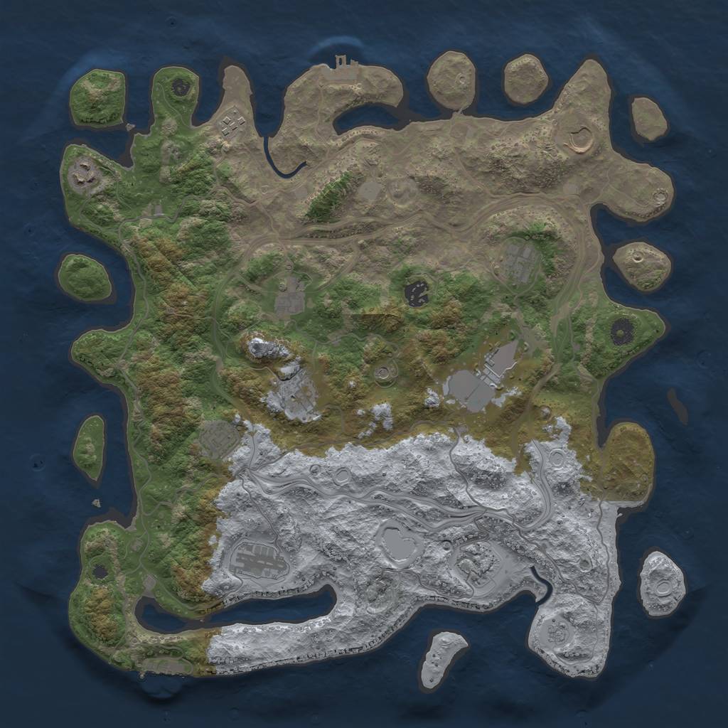 Rust Map: Procedural Map, Size: 4250, Seed: 2004569800, 20 Monuments