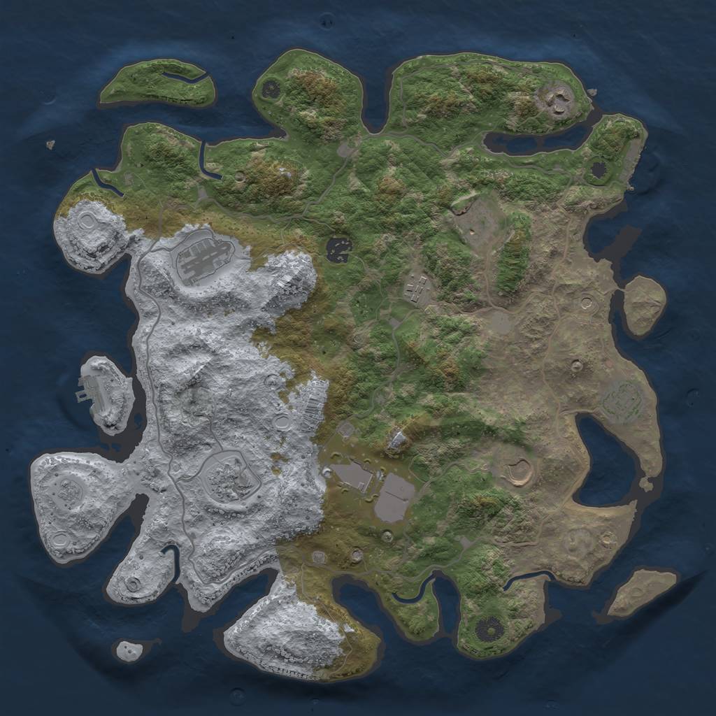 Rust Map: Procedural Map, Size: 4000, Seed: 91121135, 18 Monuments