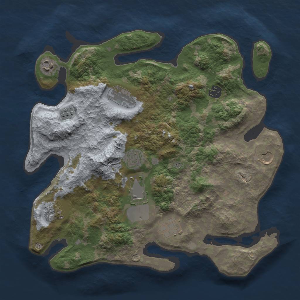 Rust Map: Barren, Size: 3500, Seed: 20221013, 12 Monuments