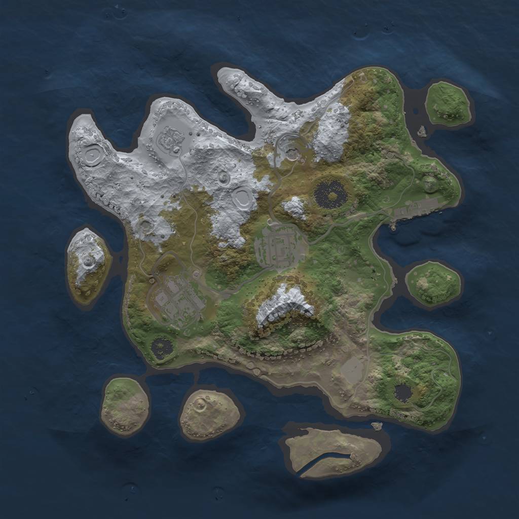 Rust Map: Procedural Map, Size: 2500, Seed: 49759825, 10 Monuments