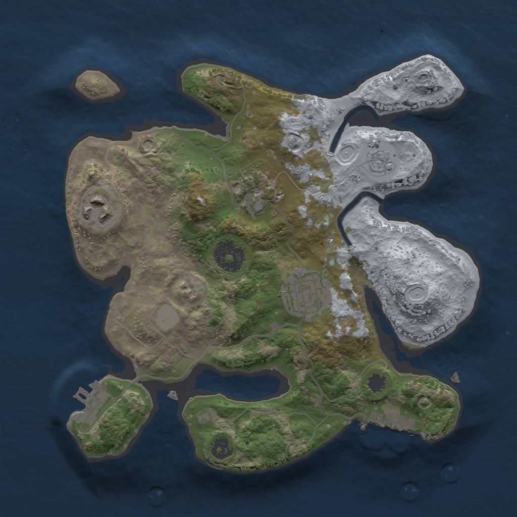 Rust Map: Procedural Map, Size: 2500, Seed: 2107320905, 11 Monuments