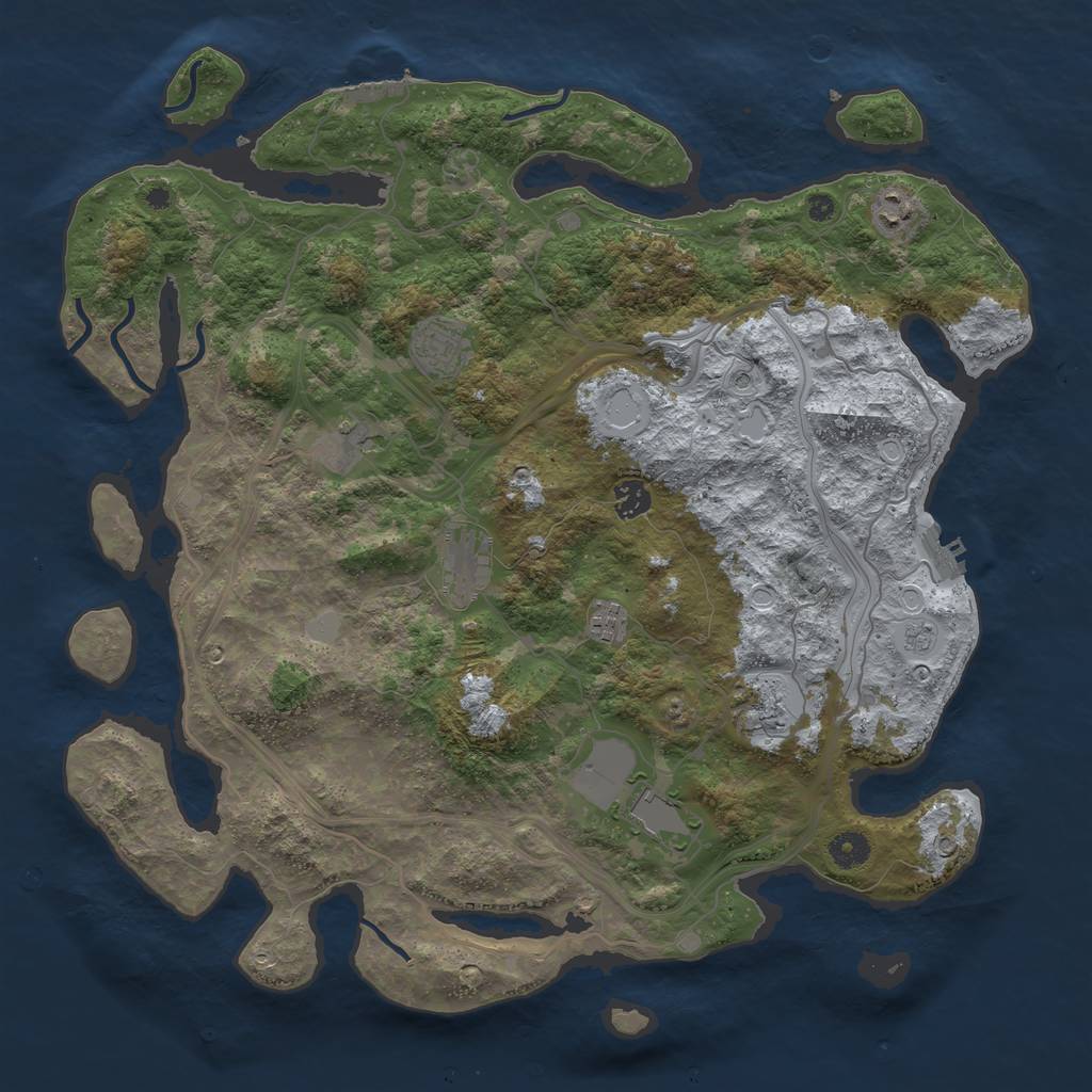 Rust Map: Procedural Map, Size: 4250, Seed: 2084608224, 17 Monuments