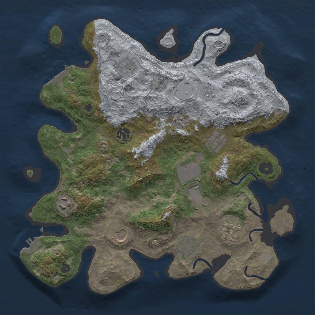 Rust Map: Procedural Map, Size: 3500, Seed: 14492476, 18 Monuments