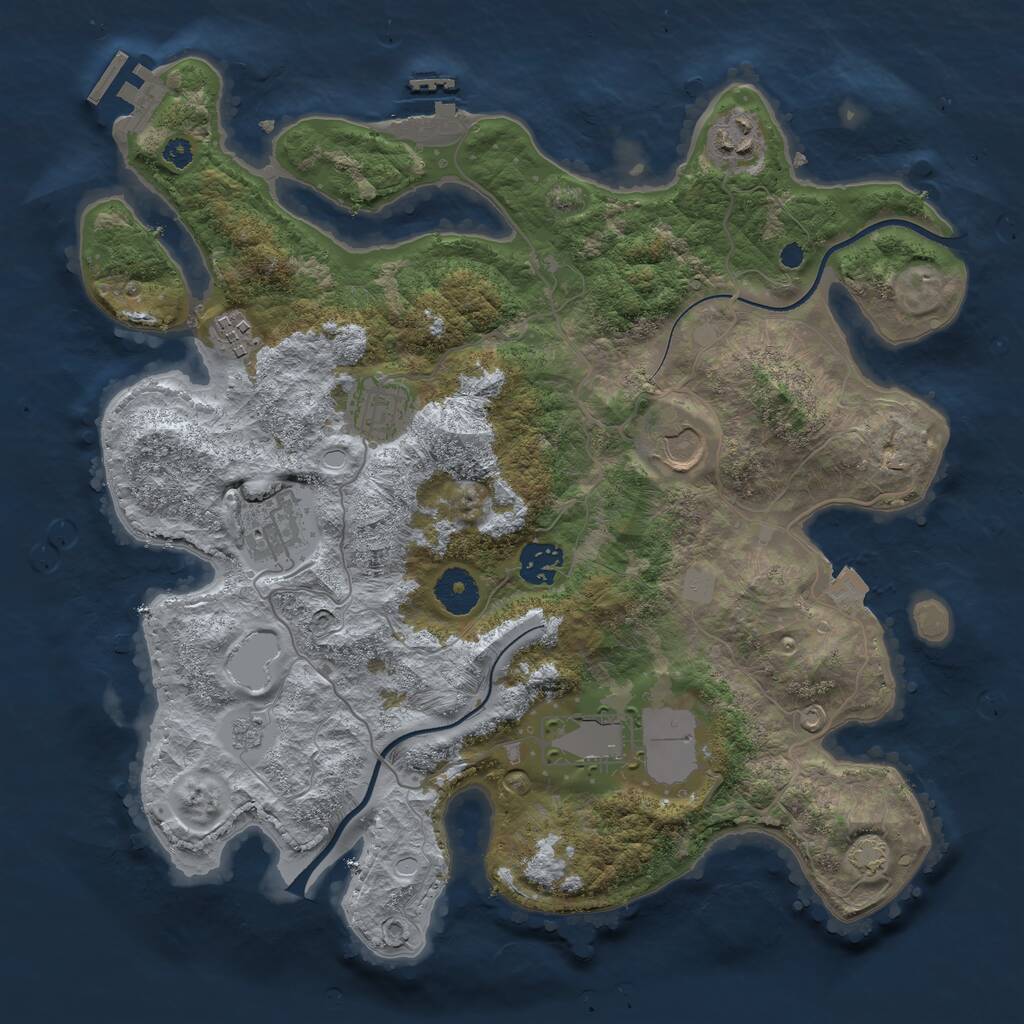 Rust Map: Procedural Map, Size: 3500, Seed: 910750107, 12 Monuments