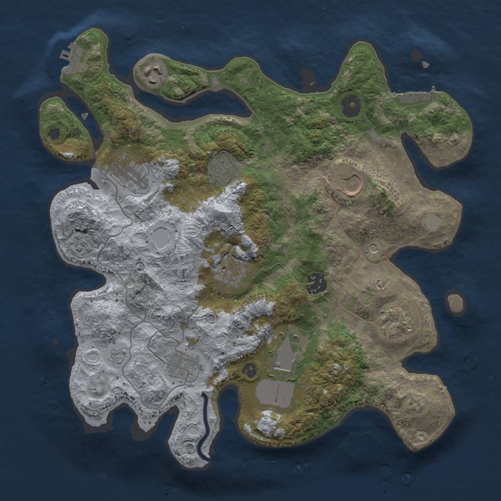Rust Map: Procedural Map, Size: 3500, Seed: 910750107, 19 Monuments