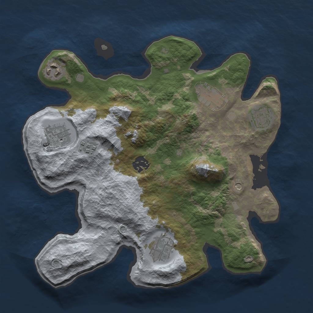Rust Map: Barren, Size: 3000, Seed: 7758, 10 Monuments