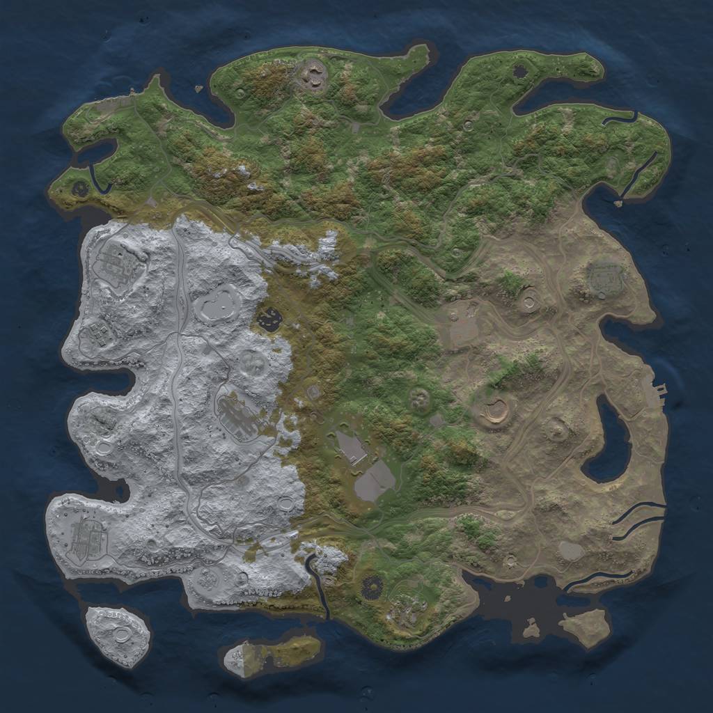 Rust Map: Procedural Map, Size: 4500, Seed: 763624267, 20 Monuments
