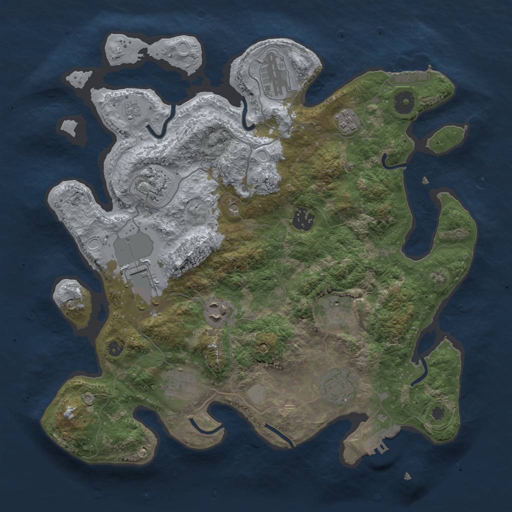 Rust Map: Procedural Map, Size: 3500, Seed: 9741837, 18 Monuments
