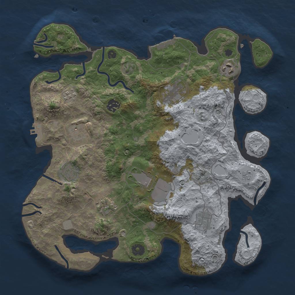 Rust Map: Procedural Map, Size: 3500, Seed: 1281638609, 18 Monuments