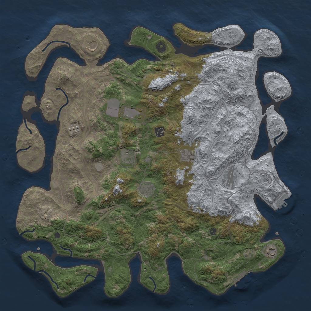 Rust Map: Procedural Map, Size: 4500, Seed: 46005100, 18 Monuments