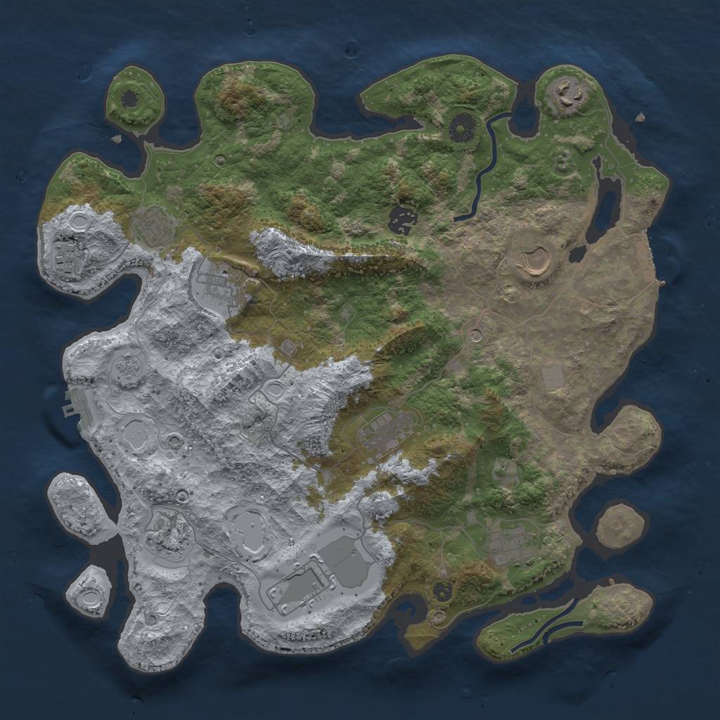 Rust Map: Procedural Map, Size: 3750, Seed: 705469760, 19 Monuments