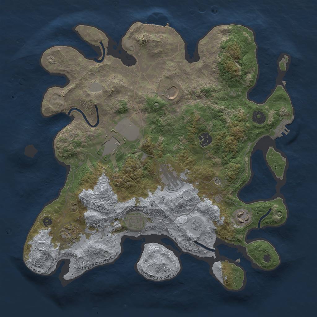 Rust Map: Procedural Map, Size: 3500, Seed: 535167859, 16 Monuments