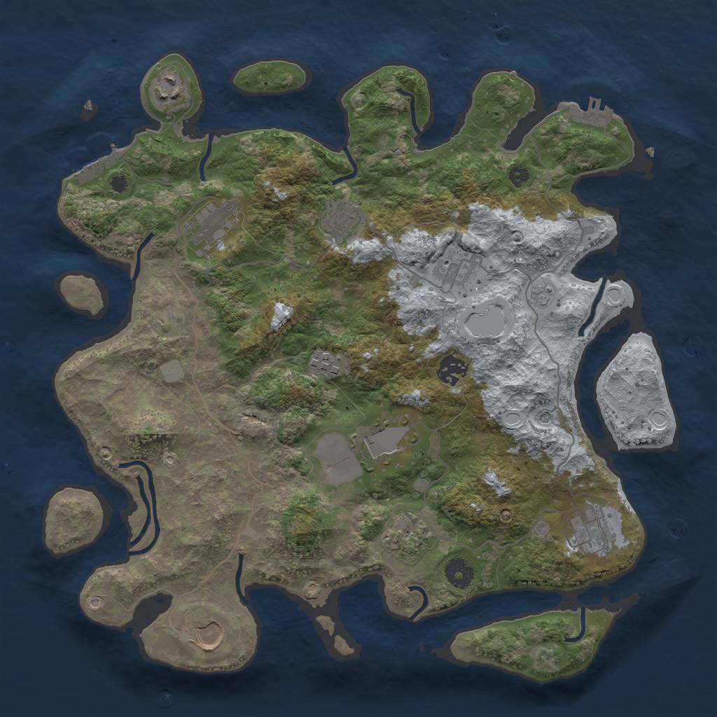 Rust Map: Procedural Map, Size: 3700, Seed: 576996842, 19 Monuments