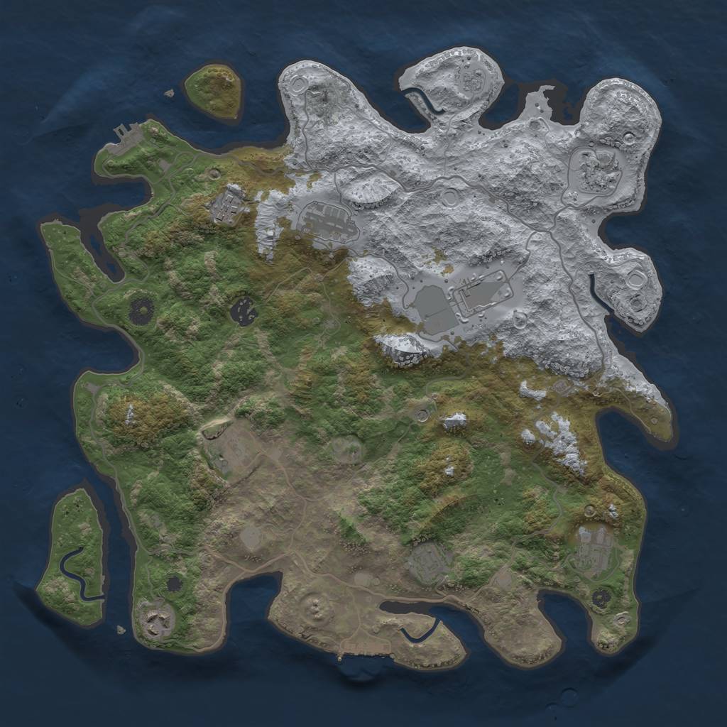 Rust Map: Procedural Map, Size: 4000, Seed: 1710233409, 18 Monuments