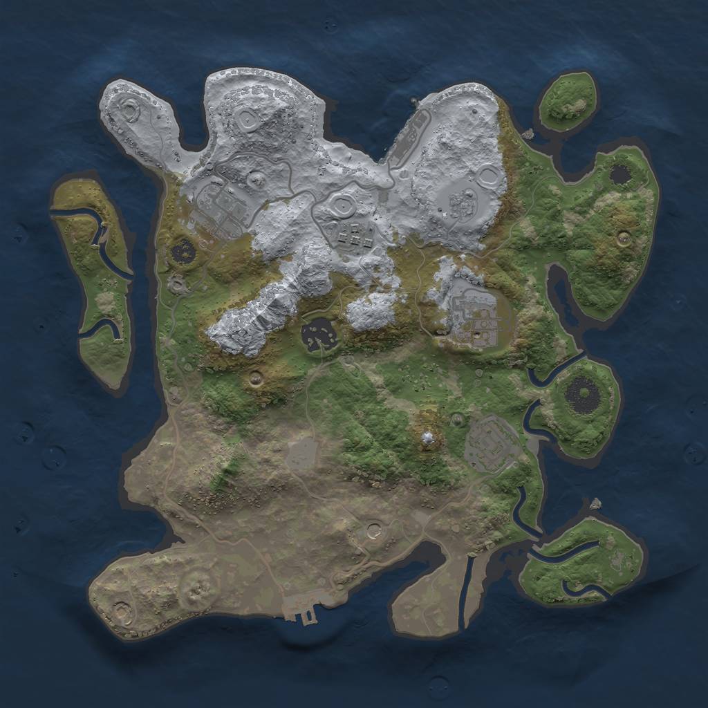 Rust Map: Procedural Map, Size: 3000, Seed: 851192133, 14 Monuments