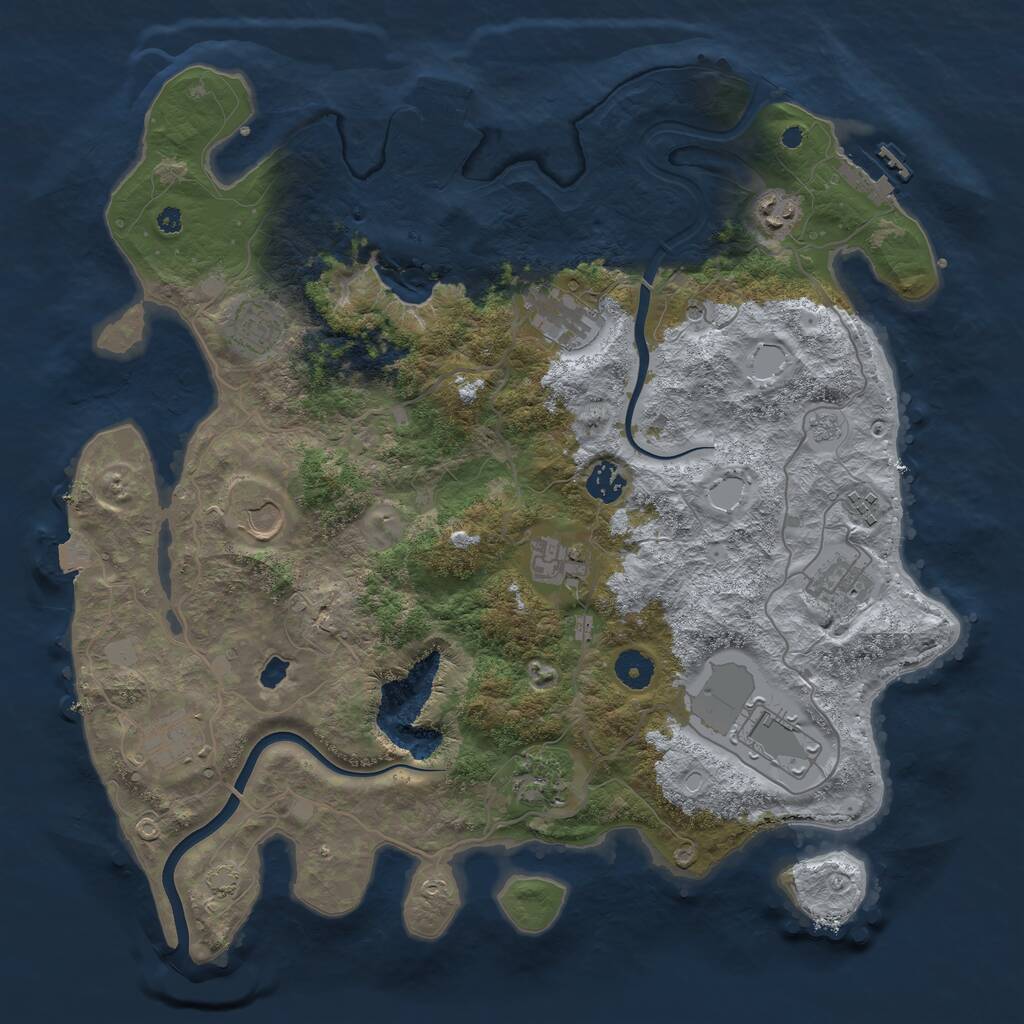 Rust Map: Procedural Map, Size: 4000, Seed: 1411680063, 17 Monuments