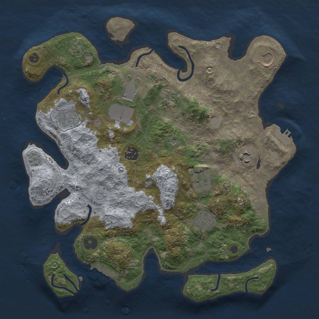 Rust Map: Procedural Map, Size: 3500, Seed: 26457168, 18 Monuments