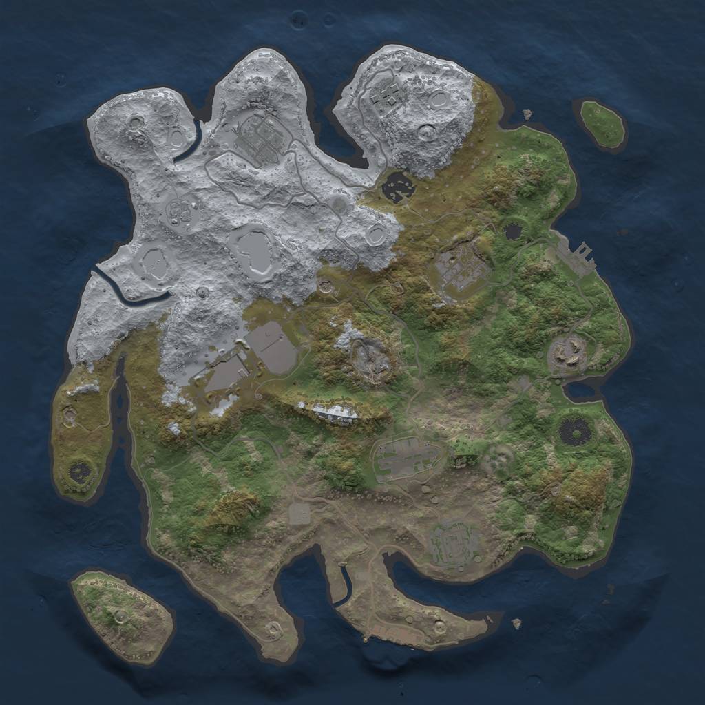 Rust Map: Procedural Map, Size: 3500, Seed: 2143674305, 17 Monuments