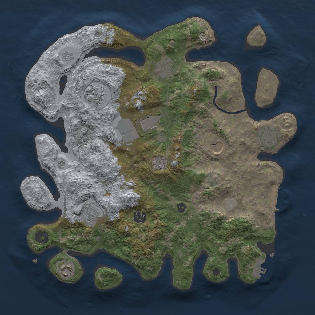 Rust Map: Procedural Map, Size: 3500, Seed: 1083306811, 18 Monuments