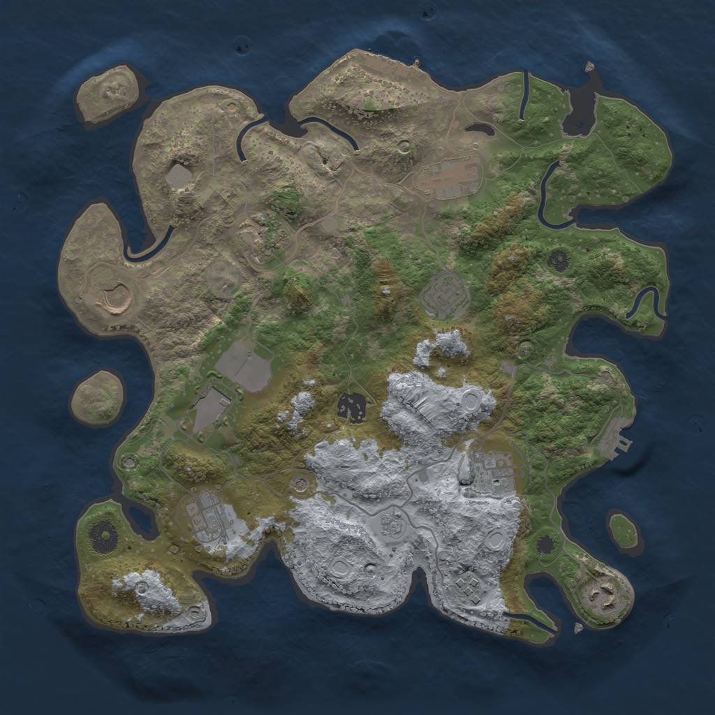 Rust Map: Procedural Map, Size: 3500, Seed: 1368117147, 19 Monuments