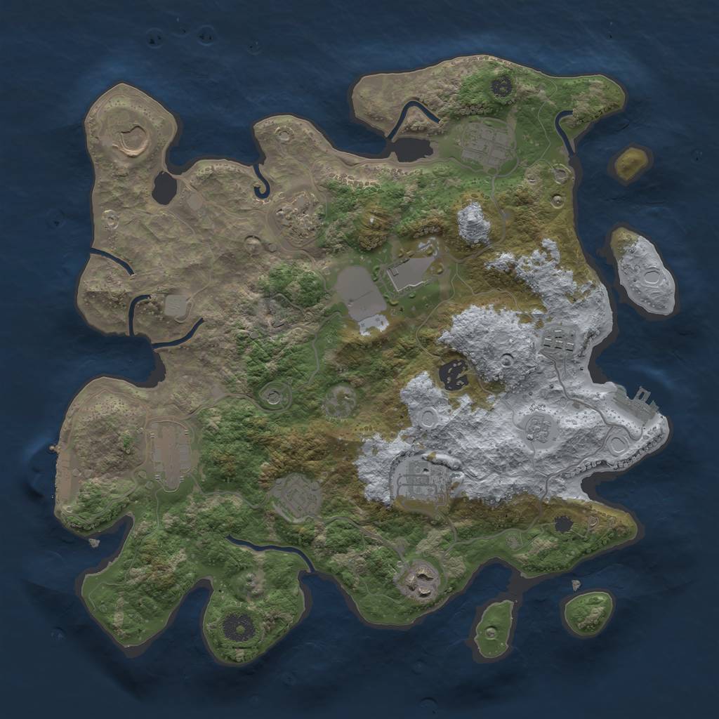 Rust Map: Procedural Map, Size: 3500, Seed: 16275426, 19 Monuments