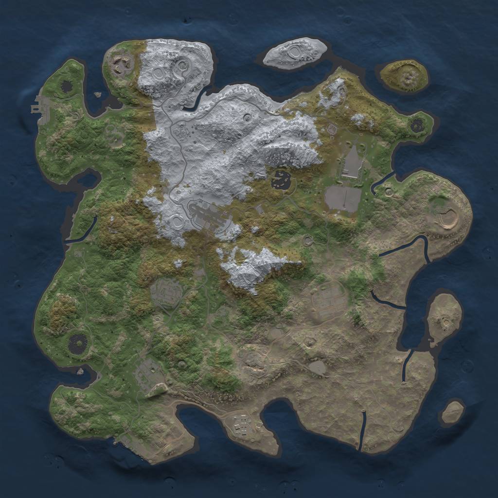 Rust Map: Procedural Map, Size: 3700, Seed: 31144473, 18 Monuments